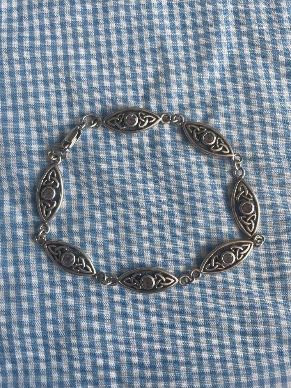 Sterling Silver 925 Celtic Link knot Bracelet - Silver with glass crystal gems